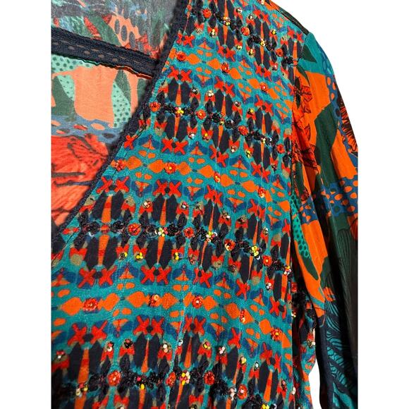 Bhanuni by Jyoti CELESTINE EMBROIDERED BLOUSE Sz. S - Picture 6 of 9